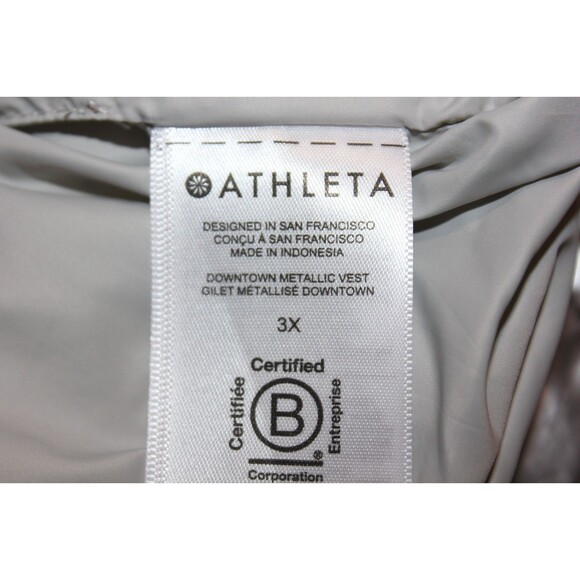ATHLETA Downtown Metallic Puffer Vest Women's Nylon Plus Size 3X Down Mockneck - Picture 9 of 10